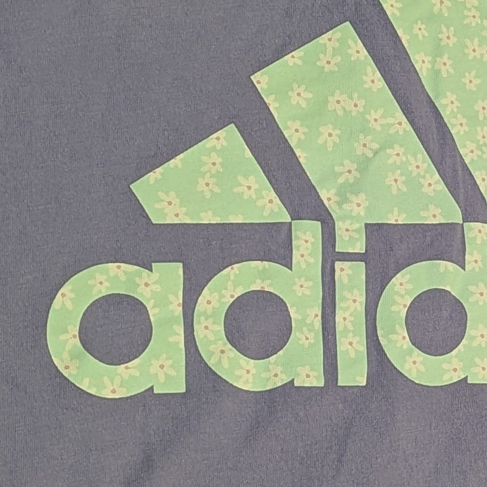 Adidas Lavender Tee With Daisy Flower Pattern Logo Size Women's Medium - Picture 5 of 6